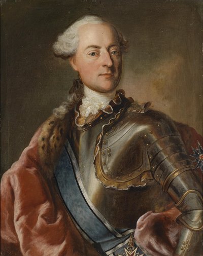 Portret van een graaf van Hegnenberg-Dux met de keurvorstelijk Beierse huisridderorde van St. Georg en de Hubertusorde door Workshop of Georg Desmarées